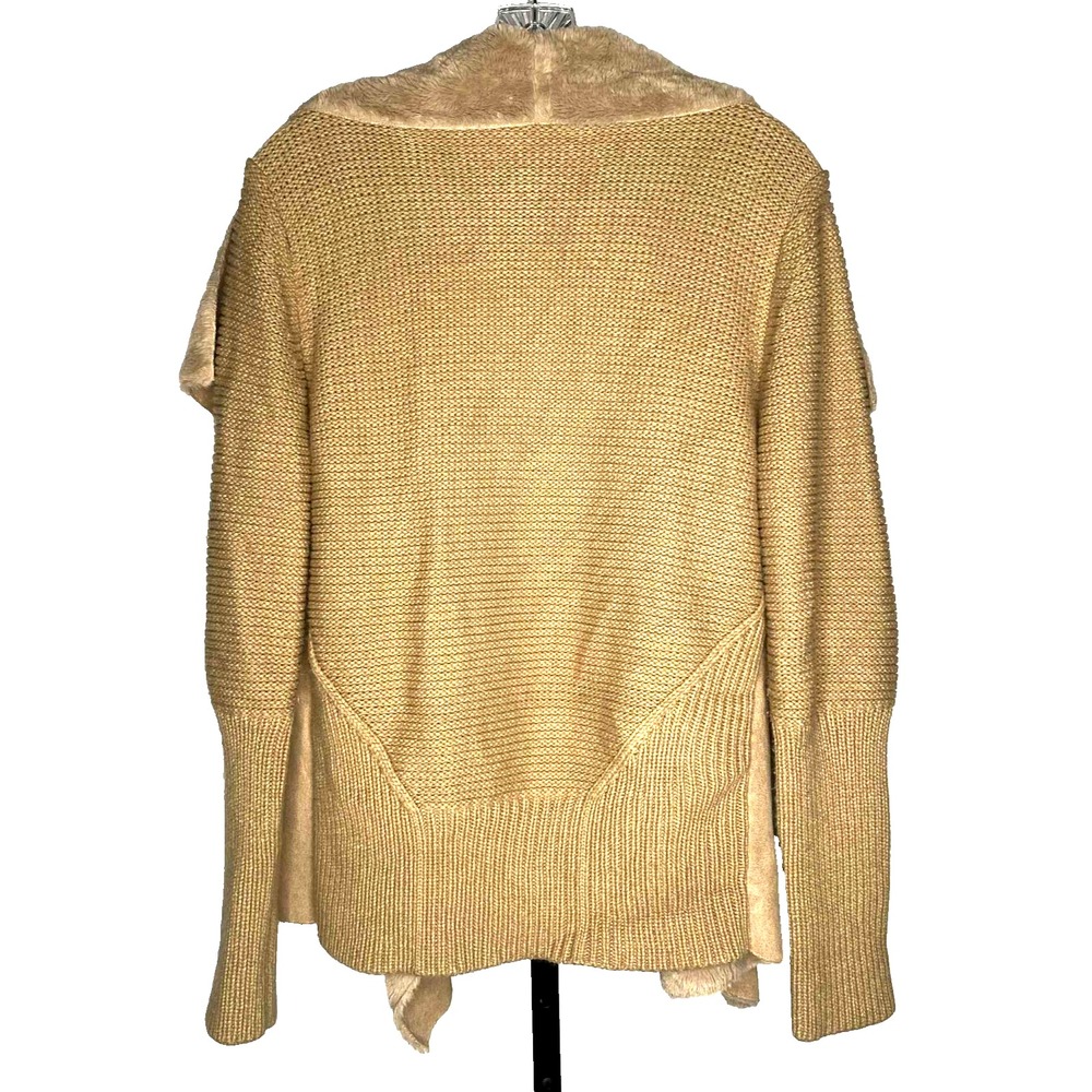 Hazel women's cardigan Size Large Gia Faux Fur Suede and Knit Waterfall boho - Picture 7 of 9